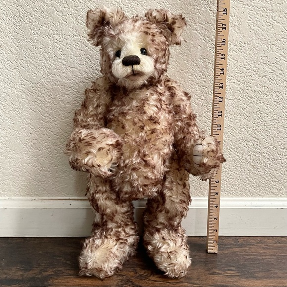 Antique Old Teddy Bear Brown mohair open mouth Embroidered Nose - Picture 9 of 10